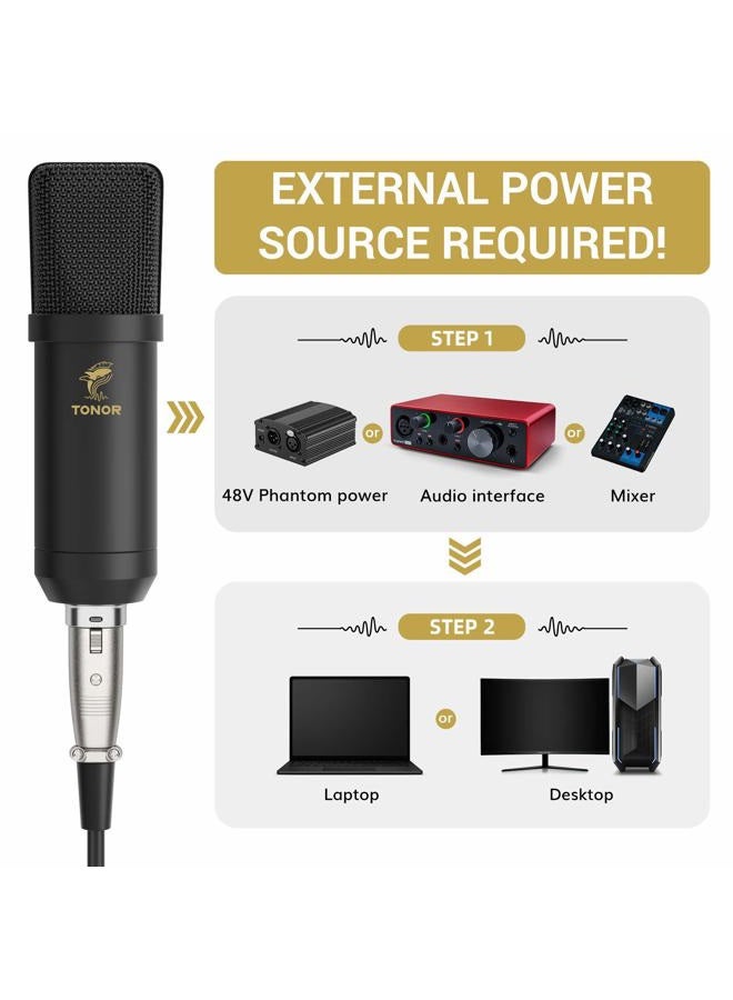 TONOR XLR Condenser Microphone, Professional Cardioid Studio Mic Kit with T20 Boom Arm, Shock Mount, Pop Filter for Recording, Podcasting, Voice Over, Streaming, Home Studio, YouTube (TC20) - Image 2